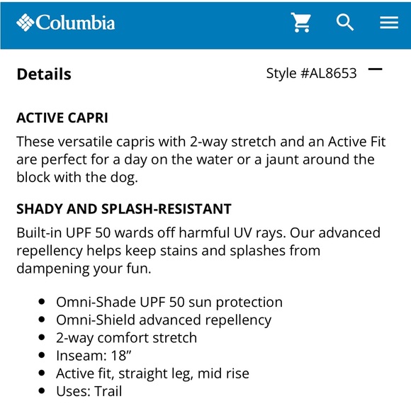 NEW COLUMBIA Anytime Outdoor Capri Pants Brown Size 8 Women’s - Picture 9 of 16